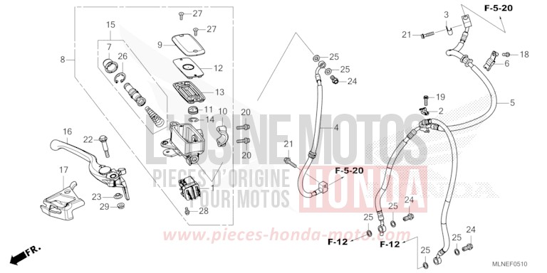 MAITRE-CYLINDRE DE FREIN AVANT CYLINDRE de Africa Twin MAT IRIDIUM GRAY METALLIC (NHC64) 2025